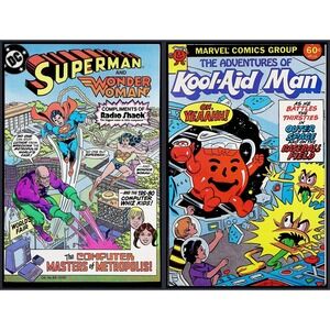 Kool-Aid Man #1 Superman Wonder Woman #1 Radio Shack Giveaway 1982-83 Lot